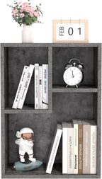 VECELO Small Bookshelf, 3 Cube Shelf, Fits Tallest Hardcovers, Horizontal Available, Short Bookcase for Small Spaces,Modern Gray