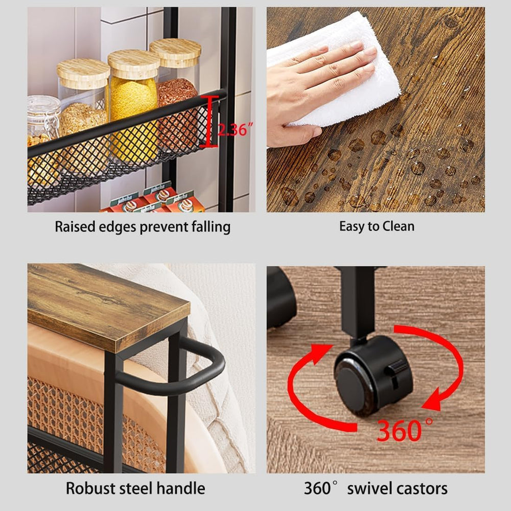 AZERPIAN Slim Rolling Cart 5 Tier Narrow Storage Cart on Wheels with Handle |...