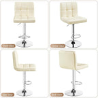 Yaheetech Bar Stools Set of 4, PU Leather Swivel Barstools, Height Adjustable Counter Chairs, Modern Stools with Back for Bar Kitchen Island Dining Room, 4pcs, Beige
