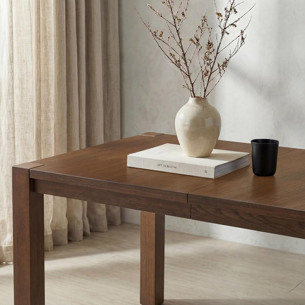 60"-80" Extendable Dining Table, Modern Rectangular Wood Kitchen Ta...