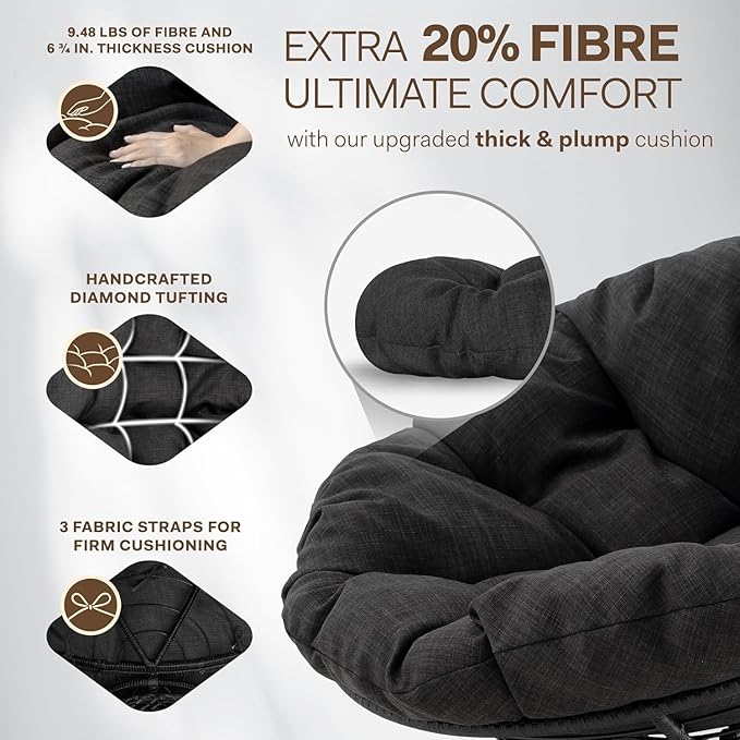 Bme 40" Ergonomic Wicker Papasan Chair