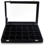Frebeauty 24 Grid Earring Holder Organizer Tray, Jewelry Organizers and Storage for Drawer,Velvet Jewelry Display Storage for Earrings,Rings,Studs,10.5 x 6.5 x 1.2 Inches Gift for Women (Black)