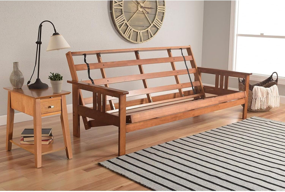HomeStock Futon Frame Set with Mattress - Converts to Bed - Hardwood Sofa for...