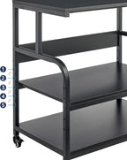 32.3" x 18.9" Extra Large Printer Stand Table with Adjustable Storage Shelf, 3 Tier Rolling Printer Cart with Industrial Wheels for Home Office, Black