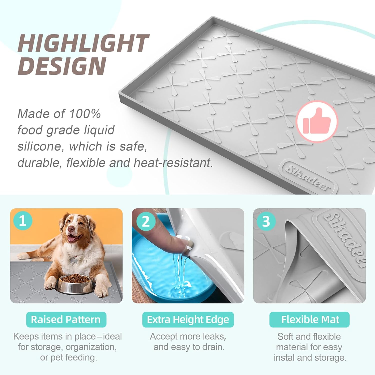 SIKADEER 28" x 19" Under Sink Mat Waterproof, Silicone Mat Kitchen Drawer Shelf and Cabinet Liner, Sink Protector for Kitchen Organizers and Storage, Boot Tray Pet Food Mats