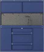 SOFTSEA Tall Kitchen Pantry with Hutch and 6 Drawers, Large Coffee Bar Storage Cabinet with 5 Doors & Adjustable Shelves, Pantry Organizer with Pegboard and Power Outlet, for Dining Room, Blue