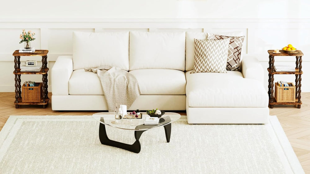 Retro End Table, 3-Tier Small Side Table, Narrow Couch Side Table for Small S...