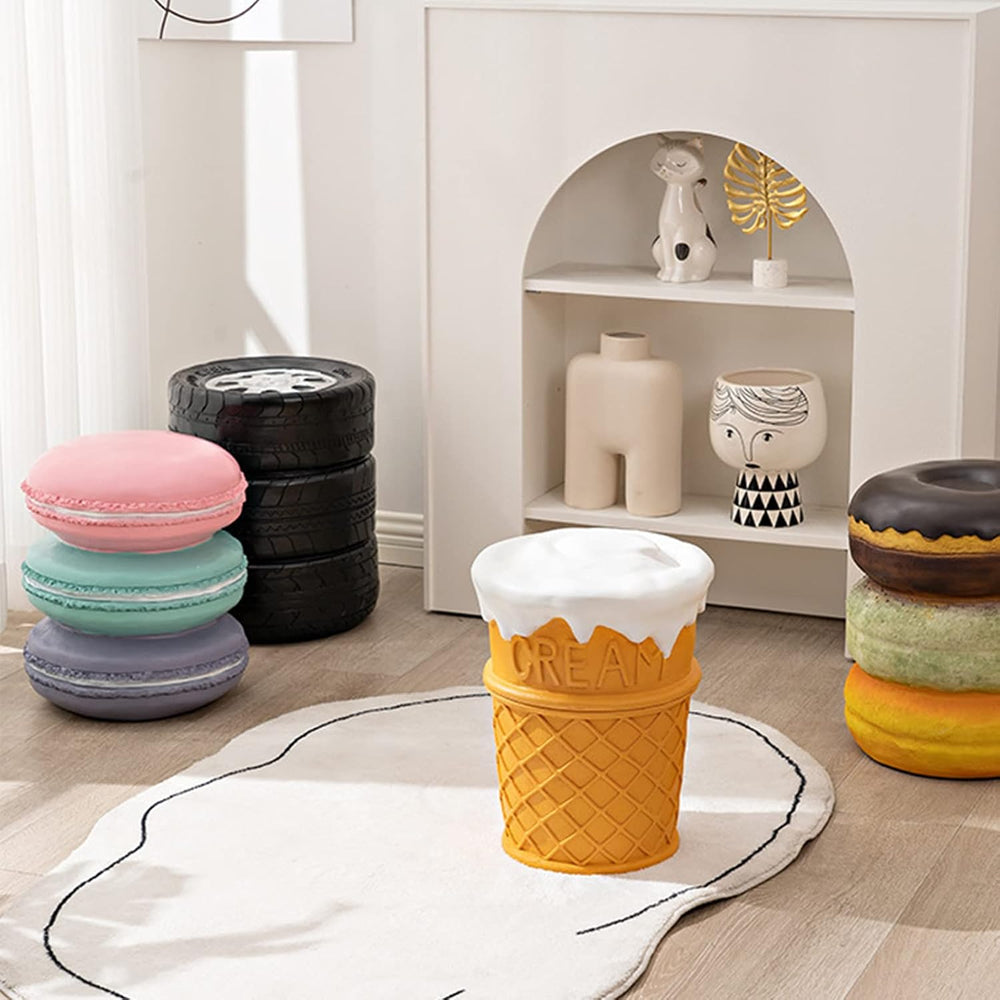 Simulated Food Resin Stool, Soft Retro Decorative Low Shoe Changing Stool for...