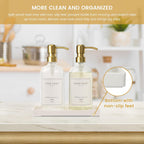 Glass Soap Dispenser for Kitchen, Farmhouse Dish Soap Dispenser&Hand Soap Dispenser Set,Rustproof Pump Lotion Dispenser Bathroom with Tray, Waterproof Label for Kitchen Decor(Clear