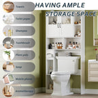 Over Toilet Storage Cabinet, 67 Inch Wall Mounted Tall Cabinet, Freestanding Bathroom Organizer Shelf for Bathroom, Restroom, Laundry, White