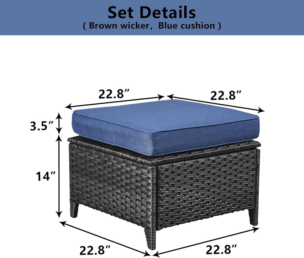 Belord Outdoor Furniture Ottoman Set of 2 Patio Seating Footstool All-Weather...