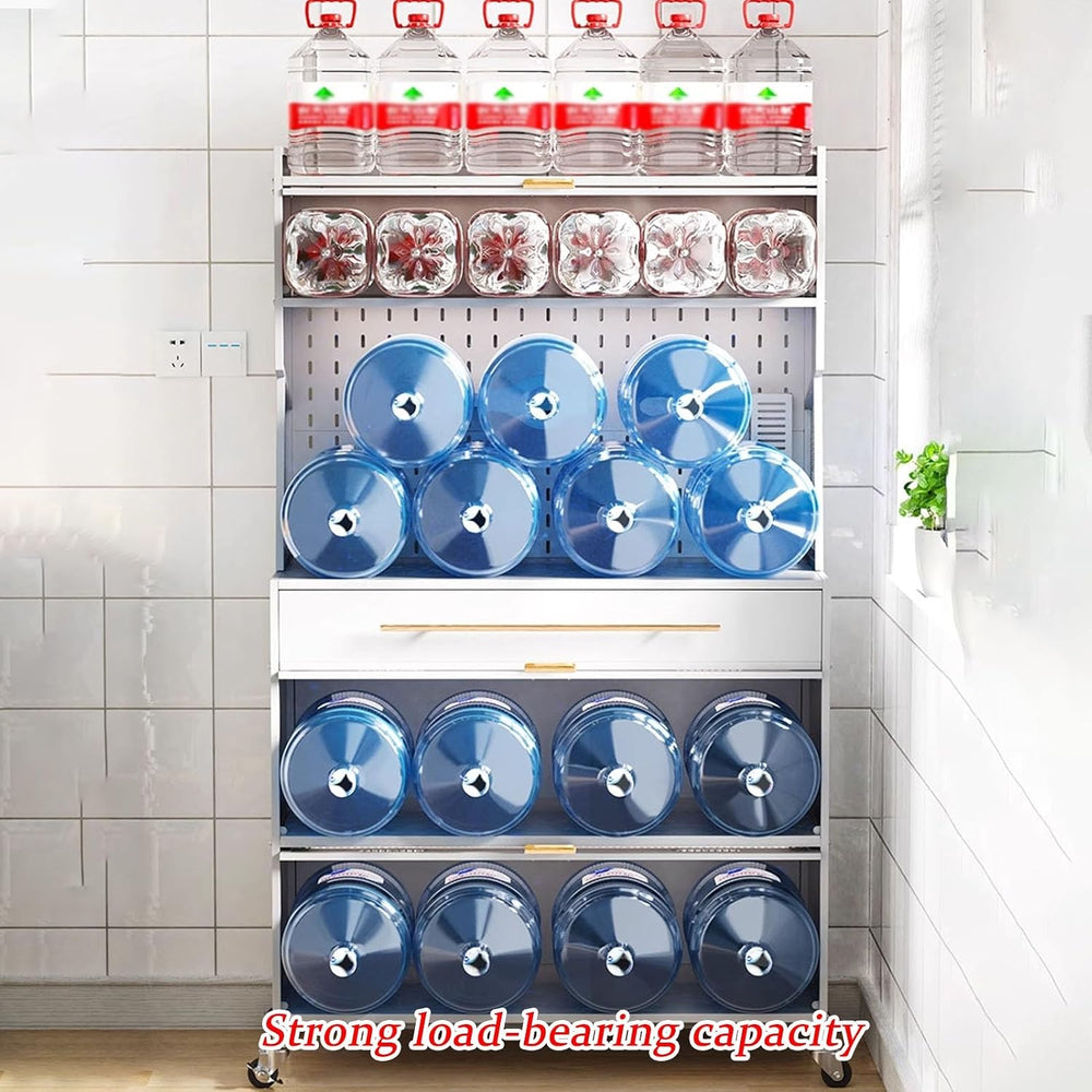 JKGHK 5-Tier Bakers Racks with Storage for Kitchens, Microwave Stand on Wheel...