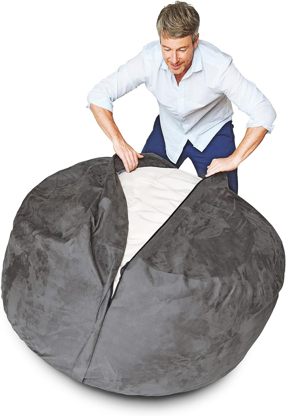 Lumaland Luxury Microsuede Outer Cover for Bean Bags Machine Washable 5-Foot ...
