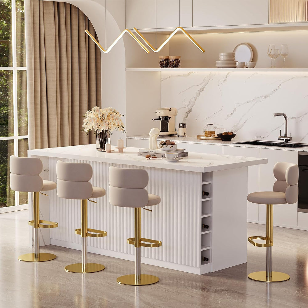 homary 72" Kitchen Island with Storage & Seating,Marble-Veneered Eng...