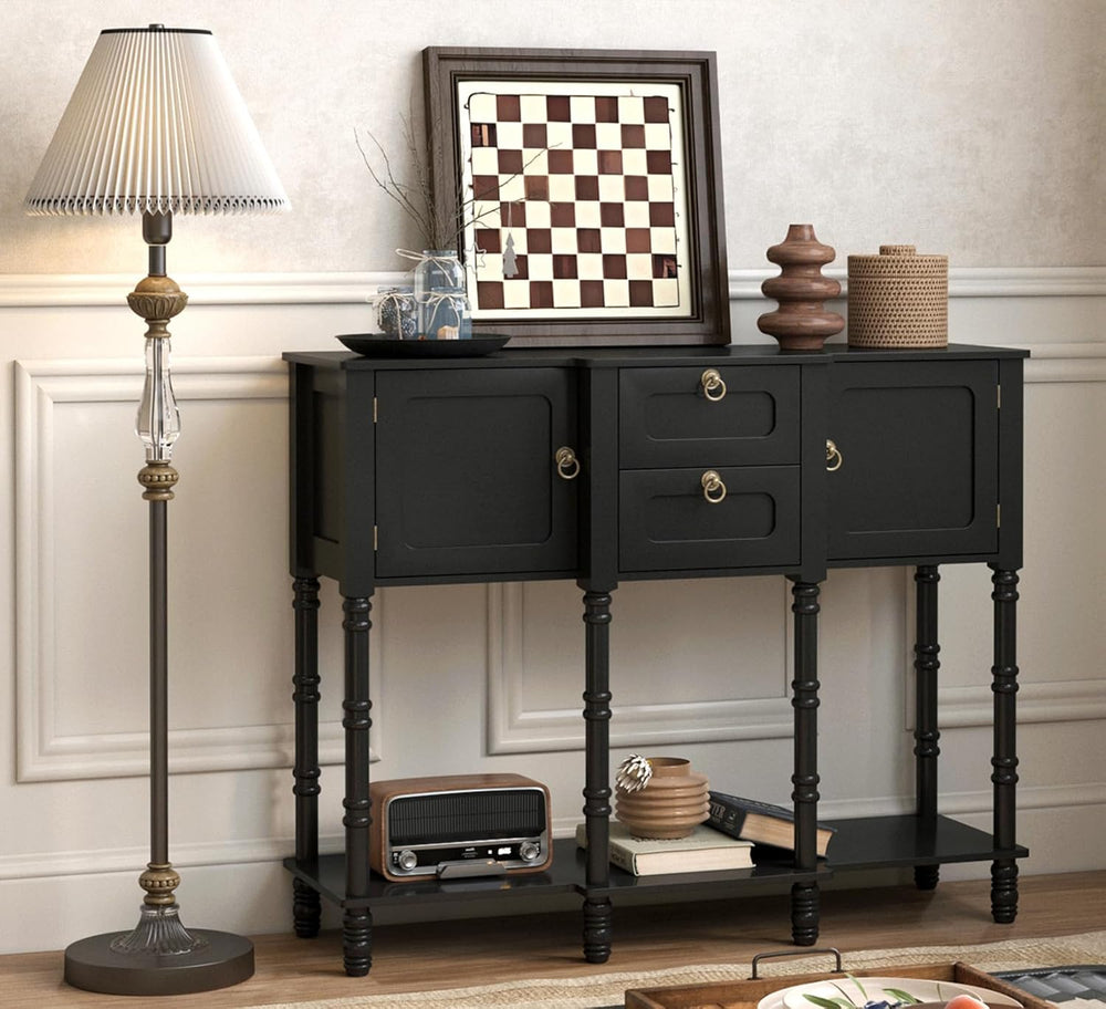 Mid-Century Modern Console Table with 2 Drawers& Doors for Entryway | Ret...