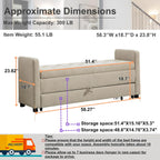 58.3" 2-Tier Storage Bench Upholstered with Drawer, Griege. | End of Bed Bench, 2-Tier Storage King Size Bench Upholstered for Bedroom, Cloakroom, Entryway, Hallway, Window.