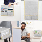 HAOMAIJIA Anti Slip Sofa Armrest Organizer Arm Chair Bedside Caddy Storage Organizer For Recliner Couch With 6 Pockets For Cell Phone Tv Remote Control Magazines (light grey)