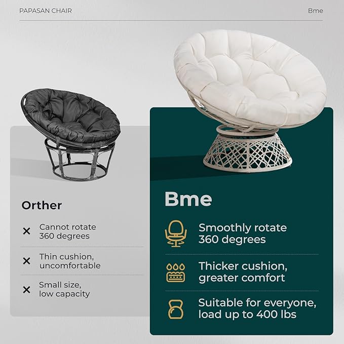 Bme 40" Ergonomic Wicker Papasan Chair