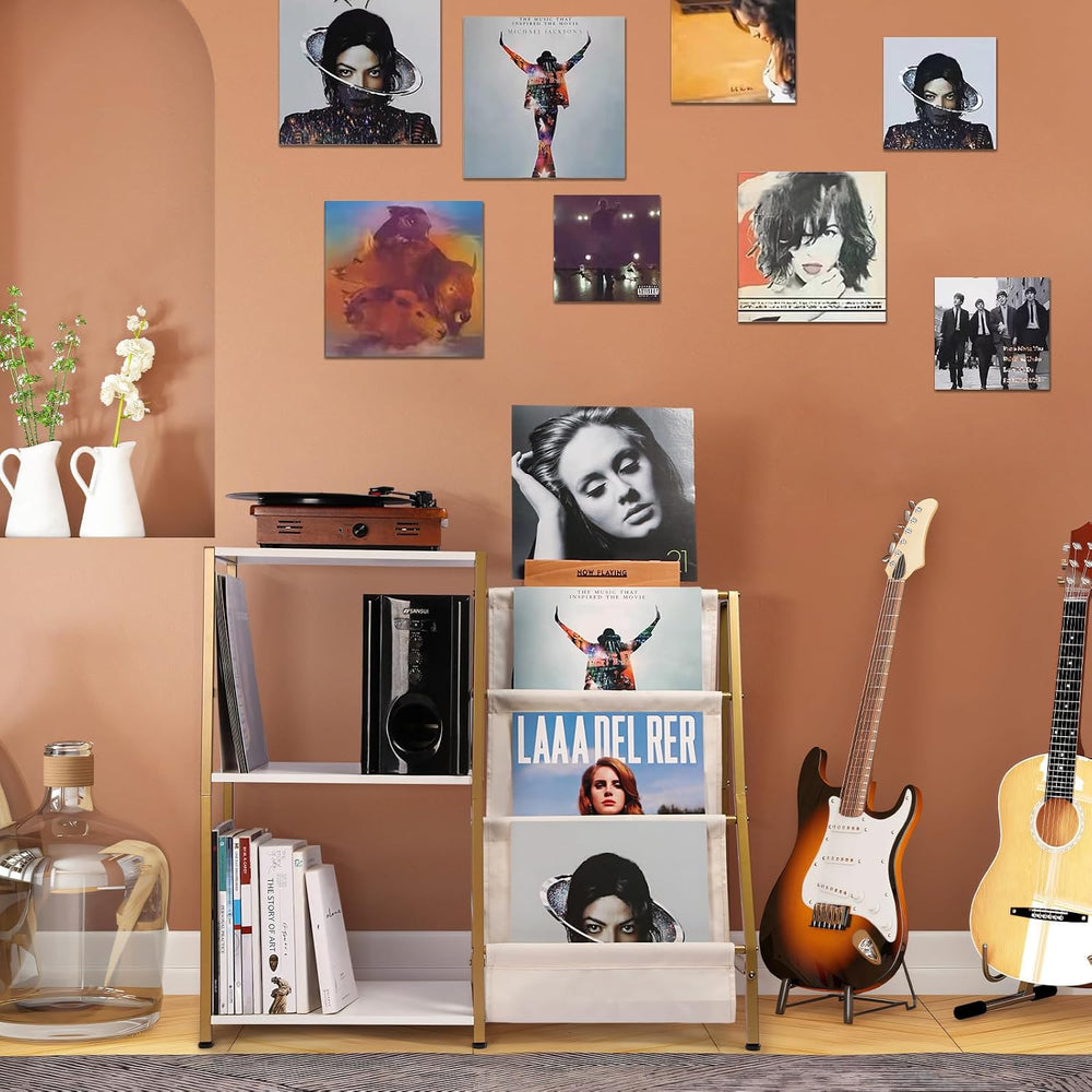 HYCFYJR Stand for Record Player, 3 Tier Vinyl Record Storage with Now Playing...