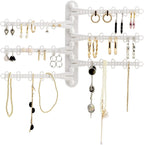 All Hung Up 6-Tier Wall Jewelry Organizer–Jewelry Holder for Necklaces, Earrings, Rings & Bracelets, Rotating Branches Wall Mounted Jewelry Organizer 120 Earring Holes, No-Drill Installation (White)