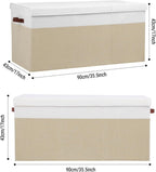 Extra Large Toy Storage Box with Lid, Sturdy Toys Storage Chest Bin Organizer Basket with Dividers for Kids, Boys, Girls, Nursery, Closet, Bedroom, Playroom 35.5"x17" x17" (Beige and White)