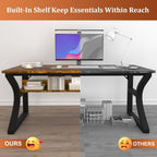 AZN Computer Desk, 47x24 in Computer Desk, Office Desk w/Storage & U-Size Metal Frame for Home Office Bedroom Gaming, Office Desk w/Water-Resistant, Scratchproof Surface, Brown