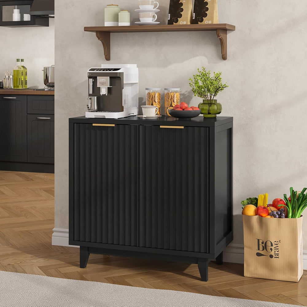 Vabches Modern Fluted Buffet Cabinet with Storage, 31.5" W Sideboard wit...