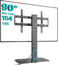 Pegzone Universal TV Stand Swivel with Power Outlet for 43-90'' TVs, Holds 154 lbs, Height Adjustable Large Table Top TV Stand, VESA MAX 600x400mm