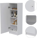 23.6" D*13.9" W*66.5" H Kitchen Pantry with 19.9" Drawer, 3 Shelves & 2 Double Doors, Sliver Door Handles, Farmhouse Rectangular Storage Cabinet, for Living Room, Dining Room, White