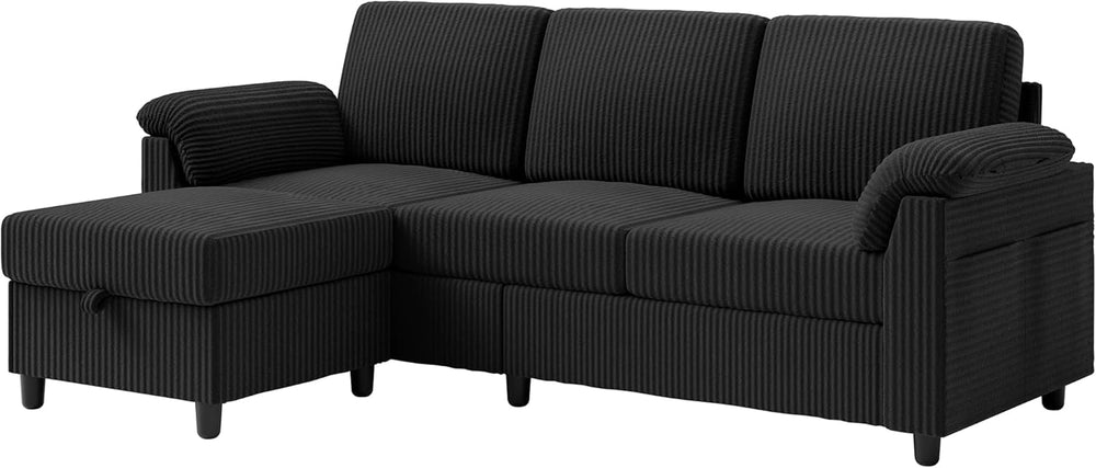 Vongrasig Convertible Sectional Couches, 3 Seat L Shaped Couch Sofa with Remo...