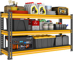 Metal Garage Shelving Heavy Duty, 1530LBS Loads Garage Storage Shelves, 48”W 3-Tier Adjustable Storage Racks and Shelving Units for Garage Basement and Kitchen, 48”W x 18”D x 39”H, Yellow