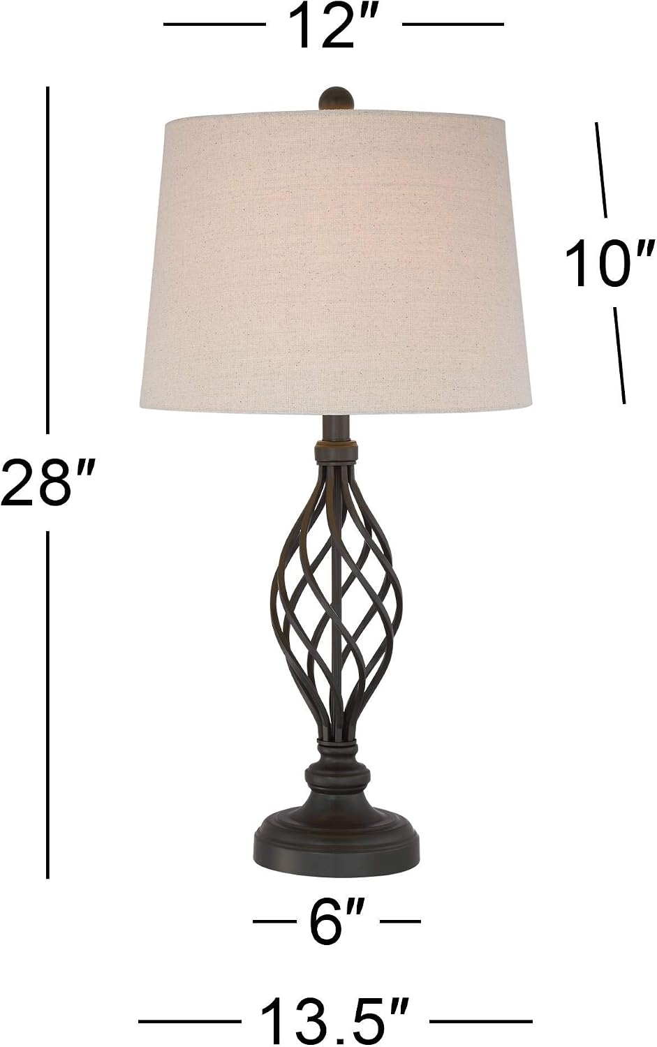 Annie 28" Tall Table Lamps Set of 2 Open Scroll Iron Bronze Brown