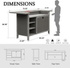 Domi Outdoor Home Bar Unit, All-Weather Wicker & Aluminum Frame Farmhouse Bar Furniture with Storage, Waterproof Rattan Buffet Table with Shelves and Cabinet, Easy-to-Clean for Patio Kitchen