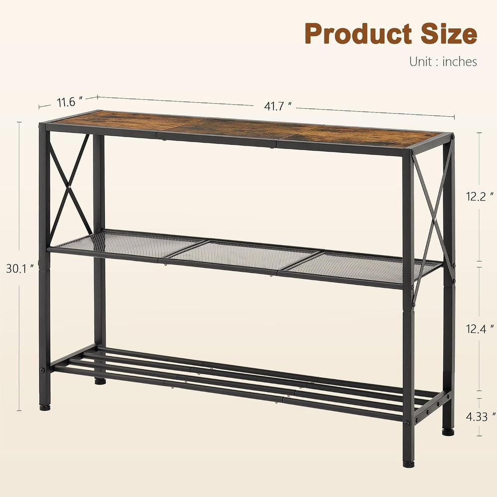 Hoctieon Industrial Console Table, 3 Tier Entryway Table, Hallway Table, Narr...