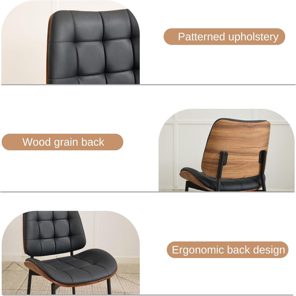 Upholstered Dining Chairs Set of 6, Mid Century Modern Faux Leather Dining Ch...