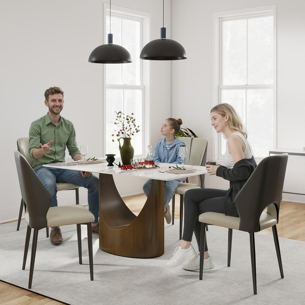 55" Modern Dining Table for 4-6, White Rectangle Dining Table, Sintered ...