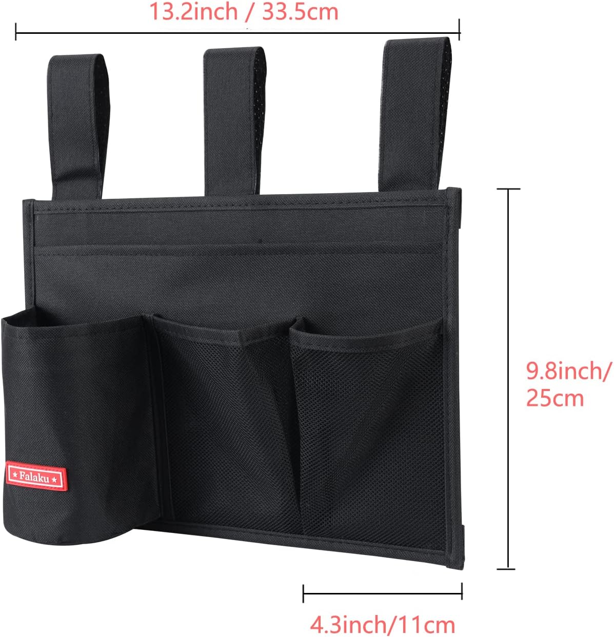 Hanging Bedside Caddy,Bedside Organizer Caddy for Bed Rails(Classic 4 Pockets-Black)
