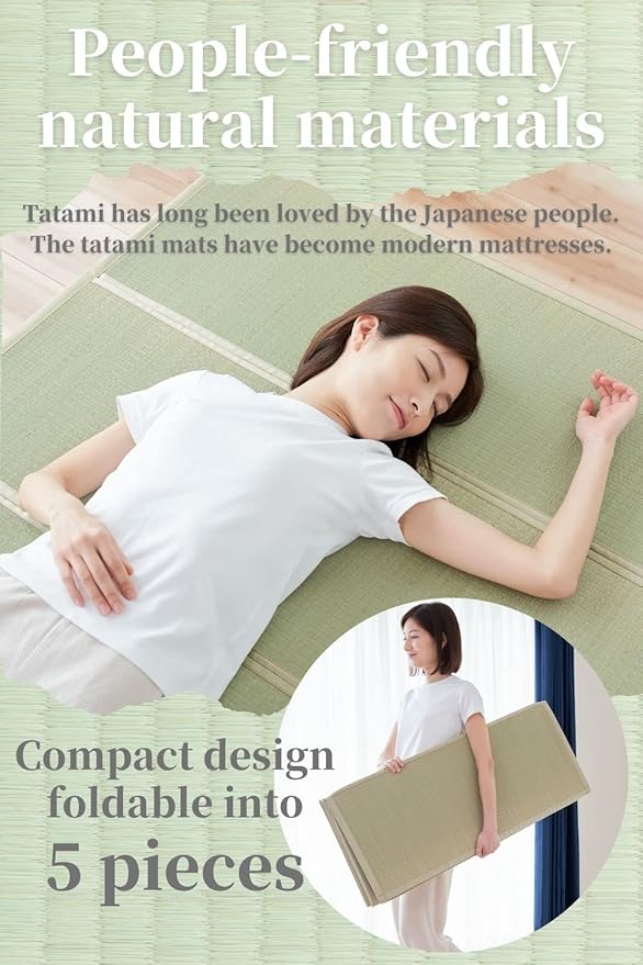 BJDesign Japanese Tatami Mat (Igusa Mattress), Foldable, Rush Grass, Floor Sleeping Japanese Futon Mattress Meditation Yoga Zen (Twin XL)