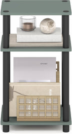Furinno JUST Side Table, 3-Tier End Table, Open Shelves Night Stand, Bedside Table, Toolless Assembly, for Living Room, Bedroom, Bathroom, Sage Green