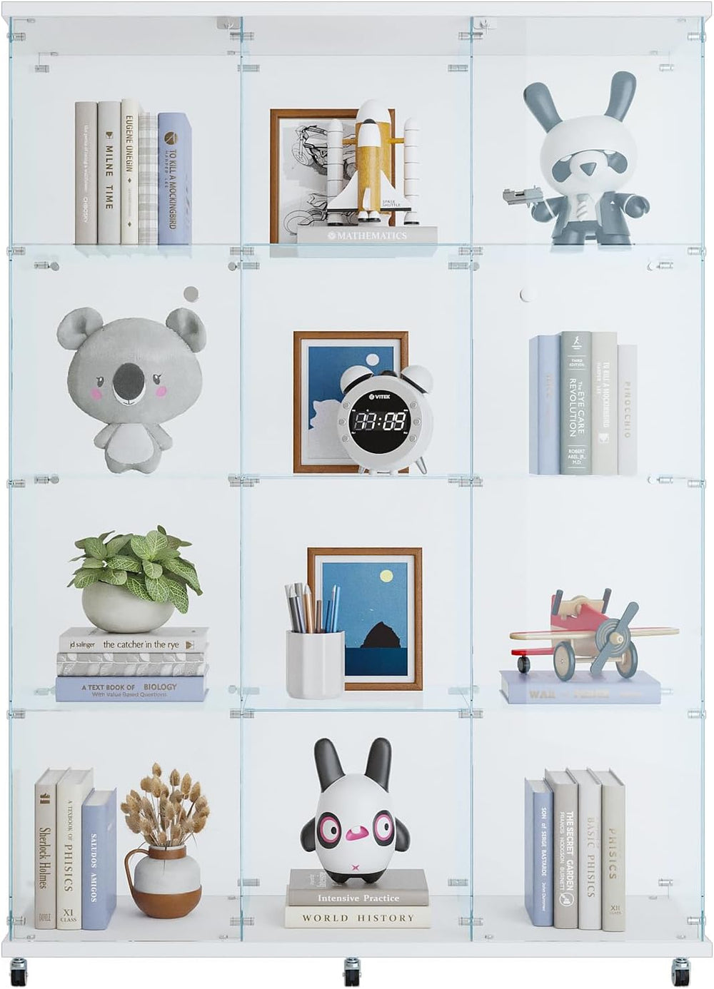 66.5" H 4-Shelf Extra Large Glass Display Cabinet with Double Doors,Mode...