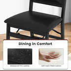 Giantex Folding Dining Chairs Set of 4, Black Wood Kitchen Chair w/Padded Seat, Solid Wood Frame, Max Load 400 Lbs, No Assembly, Easy to Store Foldable Wooden Dining Chairs for Apartment, Small Space