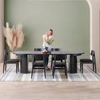 Transformer Table Solid Wood Extendable Round Dining Table Set, Black