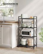 SONGMICS 4-Tier Metal Storage Rack, Shelving Unit with X Side Frames, Dense Mesh, 12.6 x 23.6 x 44.3 Inches, for Entryway, Kitchen, Living Room, Bathroom, Industrial Style, Ink Black UBSC164B01