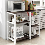 Kitchen Baker's Rack 3-Tier Microwave Oven Stand Kitchen Utility Storage Shelf with Hooks Multifunctional Workstation for Kitchen, Living Room and Corridor（Black
