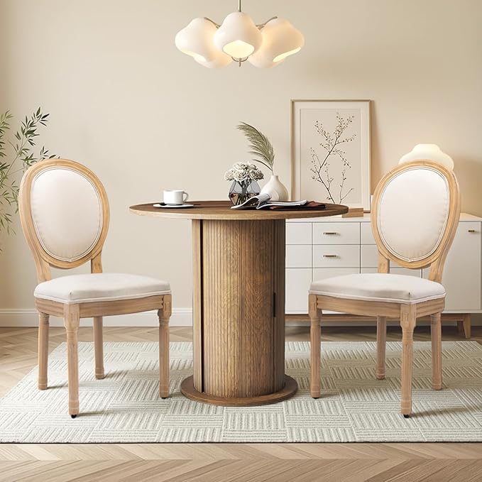 SoarFlash Kitchen Table and Chairs for 2, 31.5" Dining Table Set for 2 with Upholstered Chairs, 3 Piece Kitchen Table Set with Storage Shelf for Small Space, Apartment