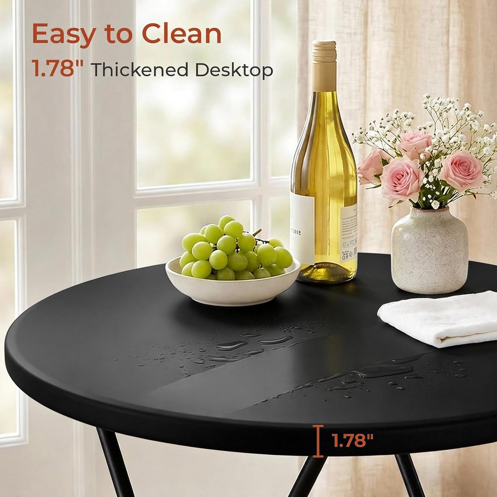 TLSUNNY 4Pcs 32" Folding Round Cocktail Table, High Top Bar Table, Black...