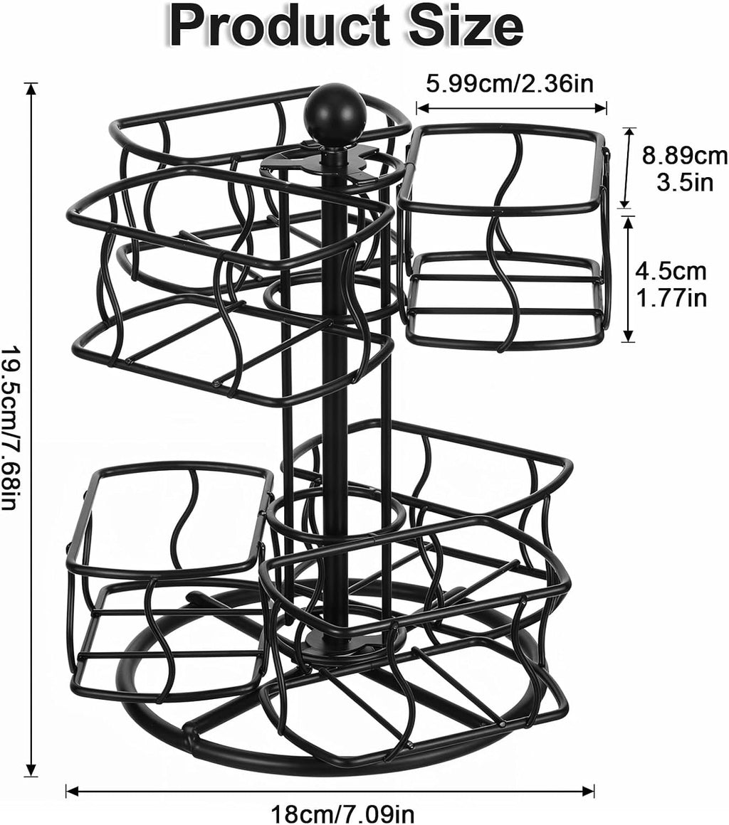 Lemecima Tea Bag Organizer, 360 Degree Tea Spining Carousel with 6 Compartments, Sugar Coffee Creamer Caddy for Kitchen Counter Cabinet , Up to 60 Storage