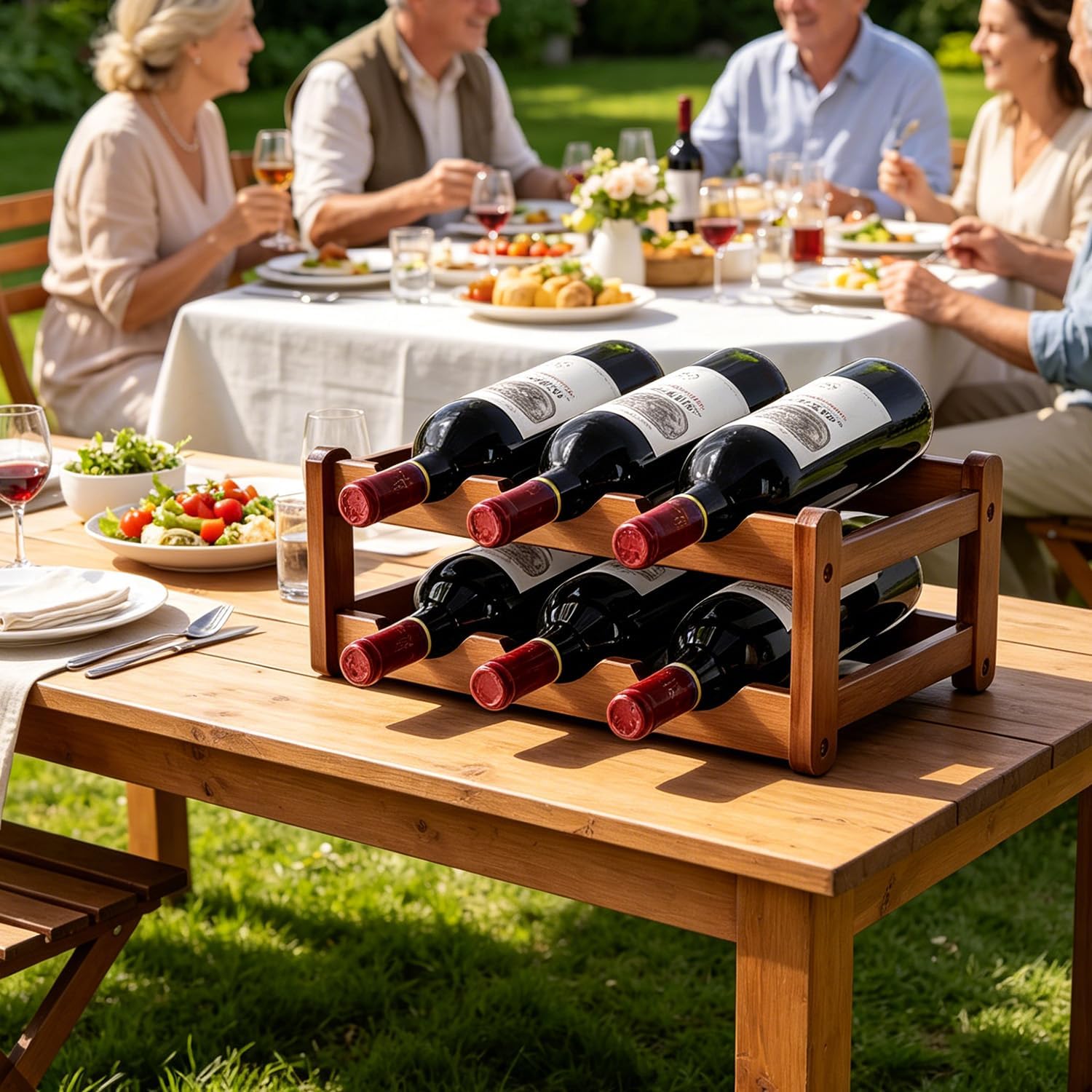 Wine Rack Countertop, 2 Tier Wine Rack 6 Bottle Wine Racks for Wine Bottles Storage Display,Free Standing Floor Wine Racks Countertop Wine Holder Bottle Rack Wine Storage Cabinet Shelf (2 Tier)