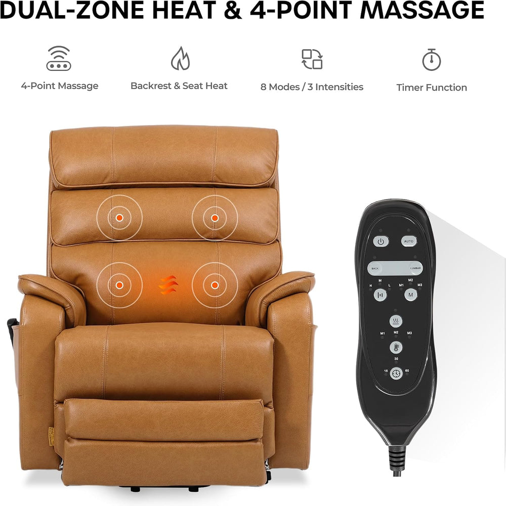 DYNOX 400 LBS Genuine Leather Big Tall Man Large-Wide Power Dual Motor Lift R...