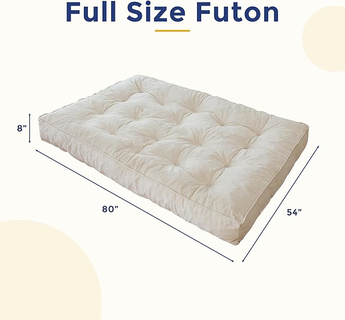 MAXYOYO 8" Futon Mattress, Full Size Extra Thick Futons Sofa Couch Bed for Adults, Velvet Floor Mattress Shredded Foam Filling (Frame Not Included)